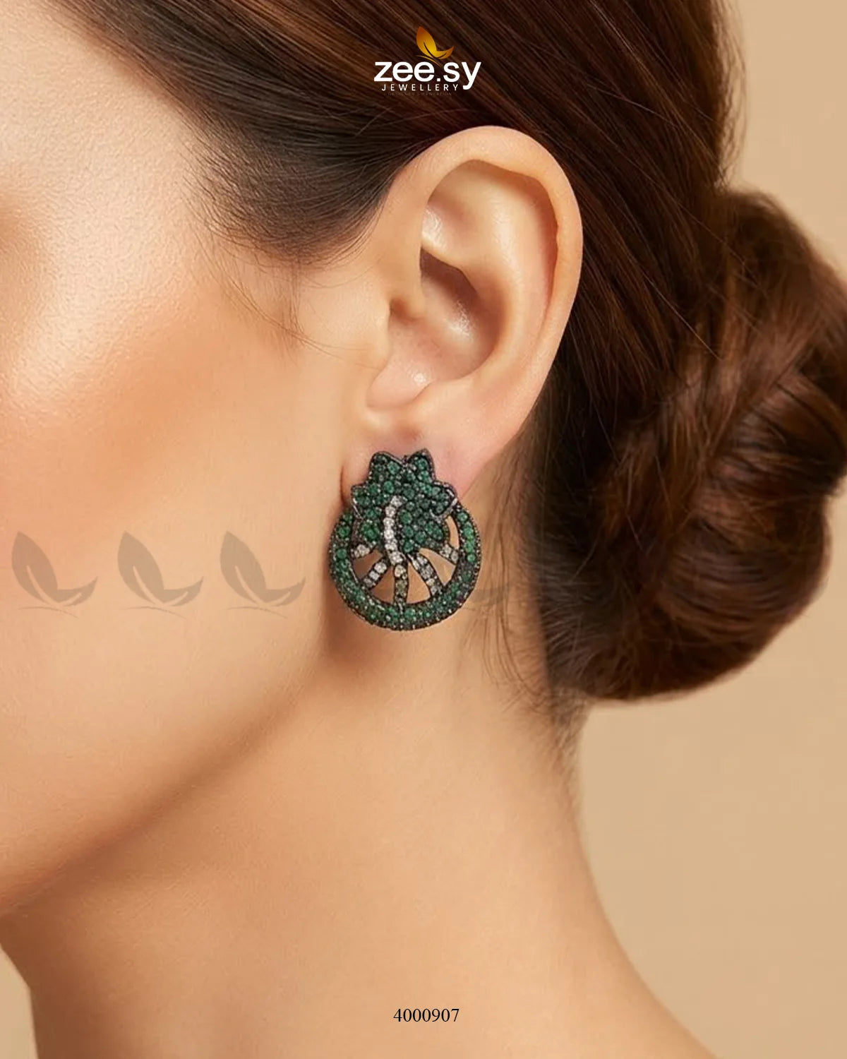 Royal Floral Zircon Earrings - Metallic Earrings - Zeesy Jewellery Pakistan | Premium Artificial & Imitation Jewellery