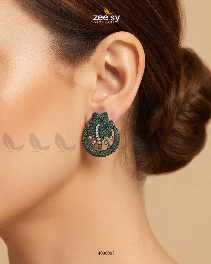 Royal Floral Zircon Earrings - Metallic Earrings - Zeesy Jewellery Pakistan | Premium Artificial & Imitation Jewellery