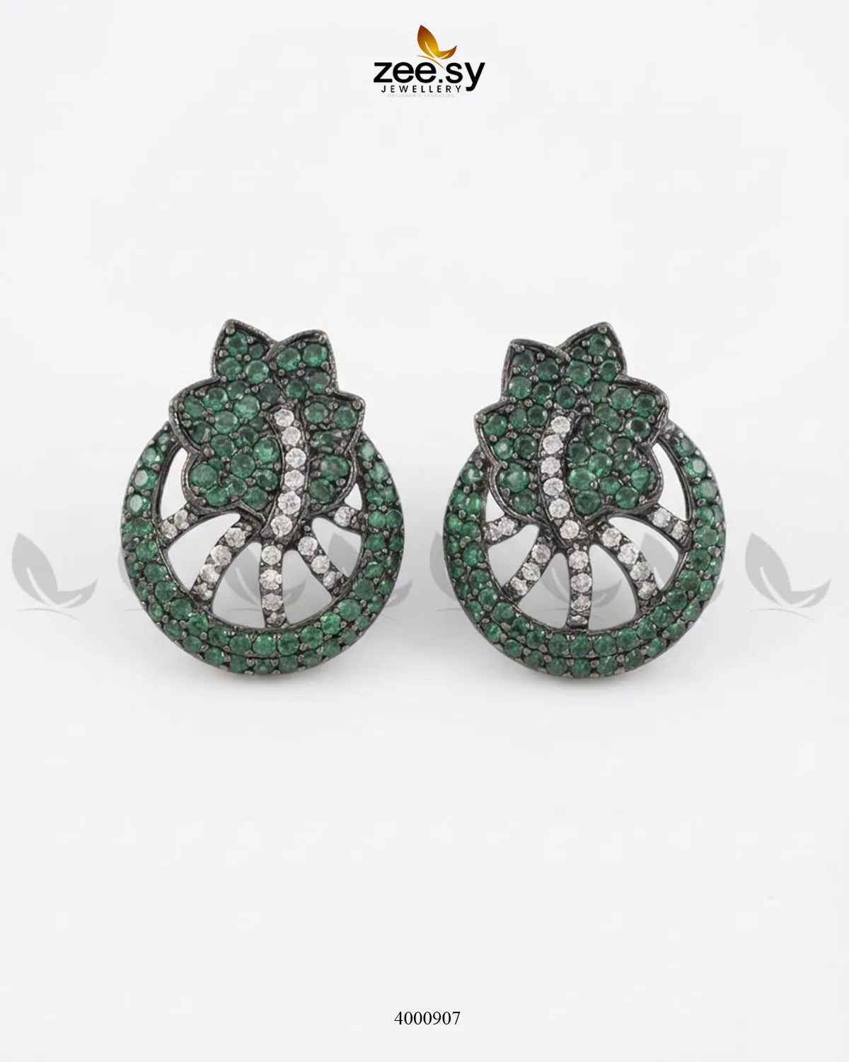 Royal Floral Zircon Earrings - Metallic Earrings - Zeesy Jewellery Pakistan | Premium Artificial & Imitation Jewellery