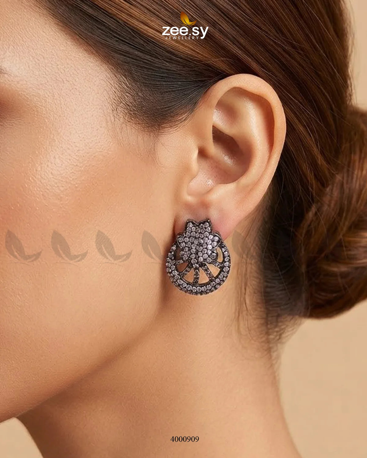 Royal Floral Zircon Earrings - Metallic Earrings - Zeesy Jewellery Pakistan | Premium Artificial & Imitation Jewellery