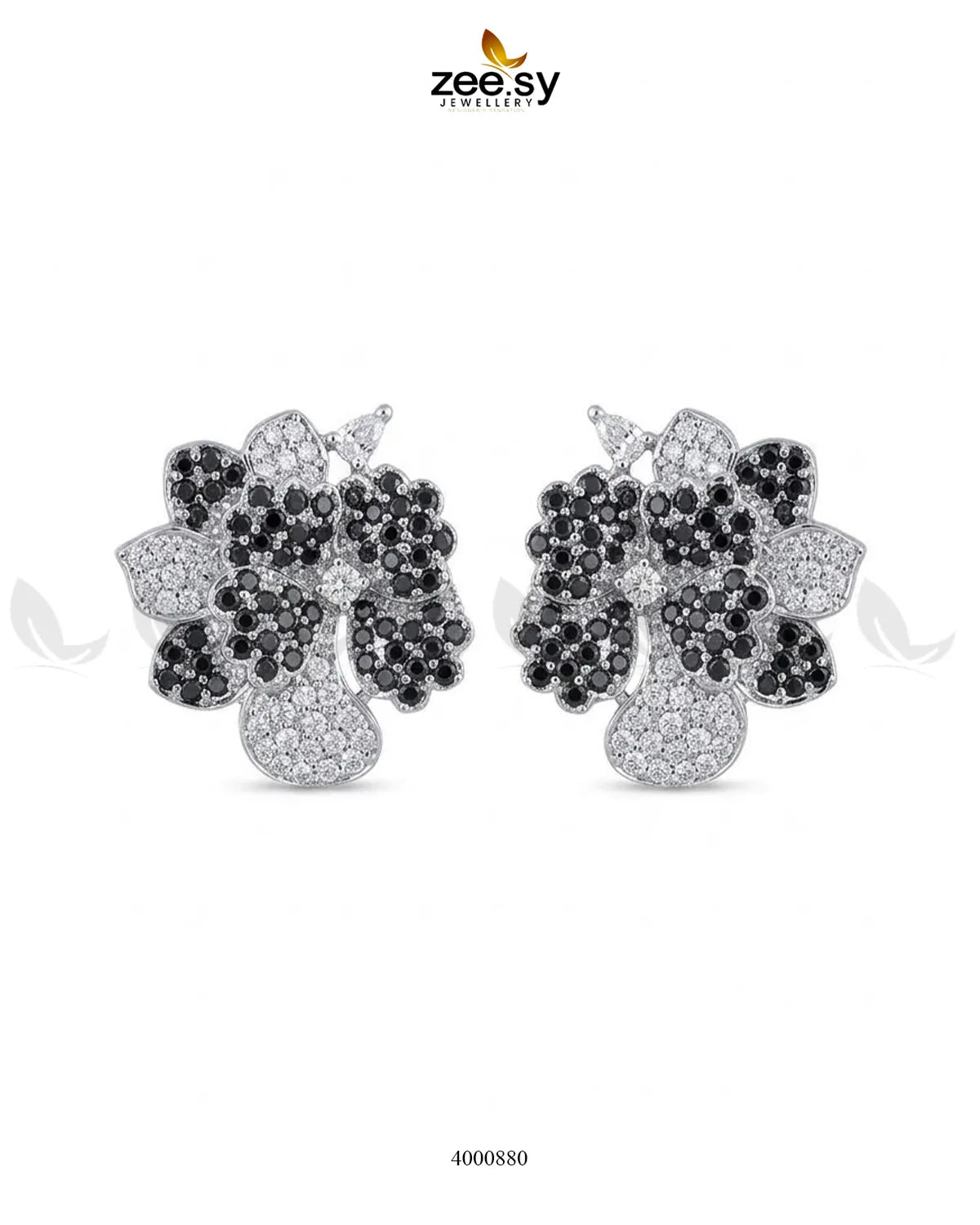 Sparkling AD Flower Earrings - Silver Earrings - Zeesy Jewellery Pakistan | Premium Artificial & Imitation Jewellery