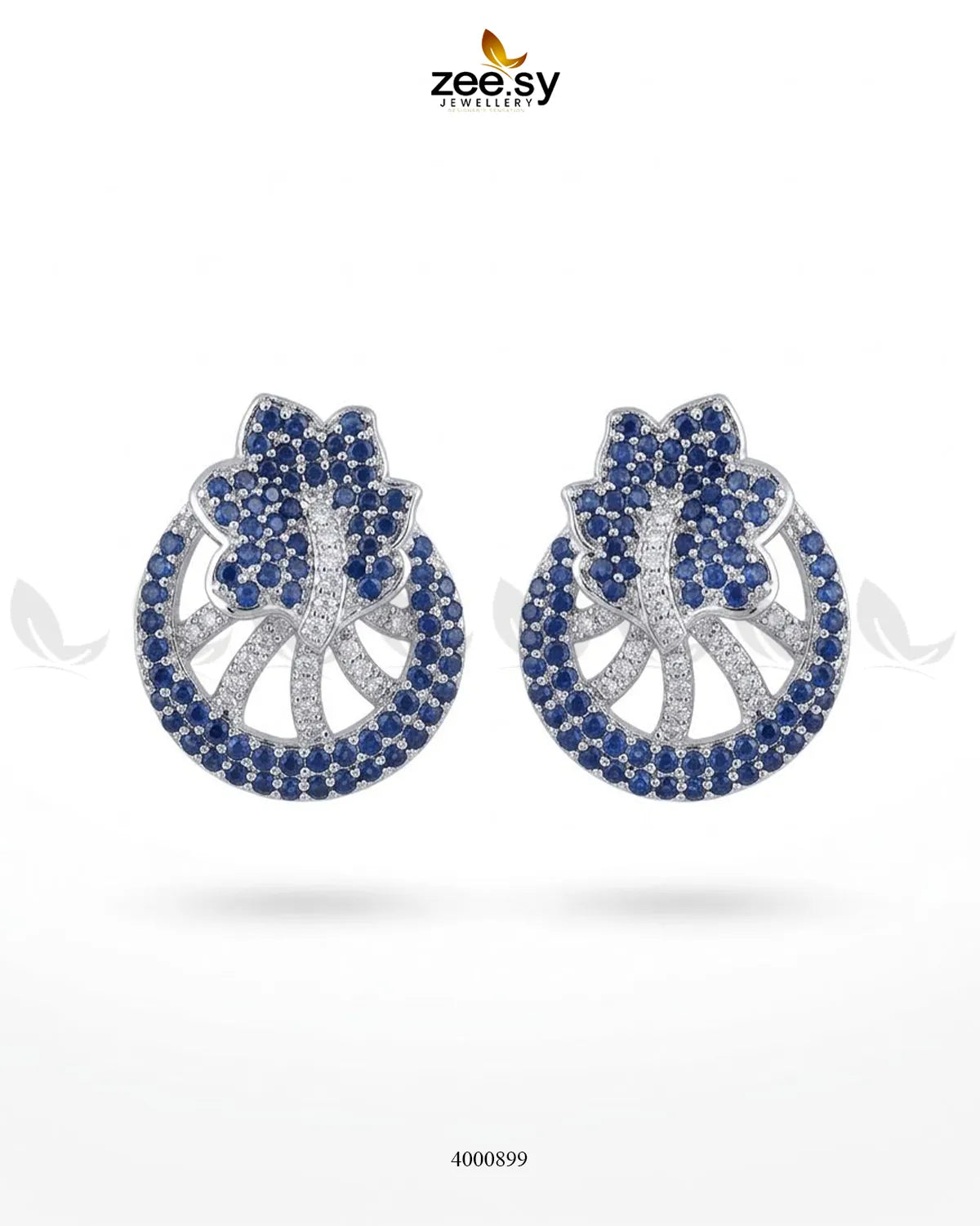 Royal Floral Zircon Earrings - Silver Earrings - Zeesy Jewellery Pakistan | Premium Artificial & Imitation Jewellery