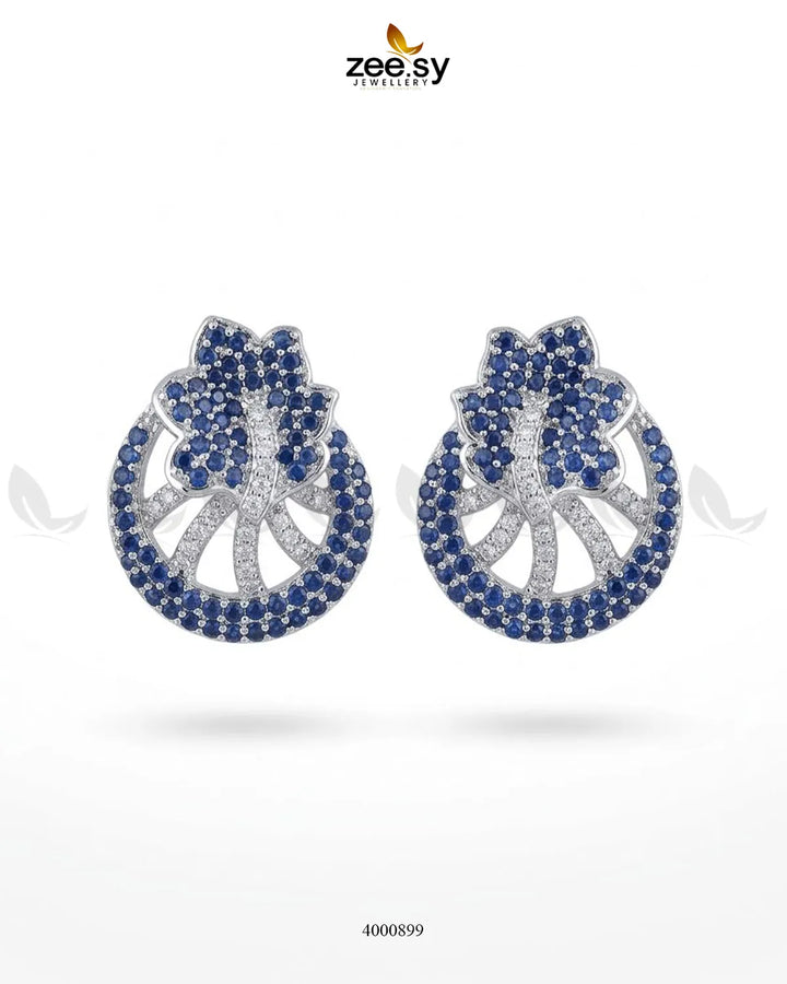 Royal Floral Zircon Earrings - Silver Earrings - Zeesy Jewellery Pakistan | Premium Artificial & Imitation Jewellery