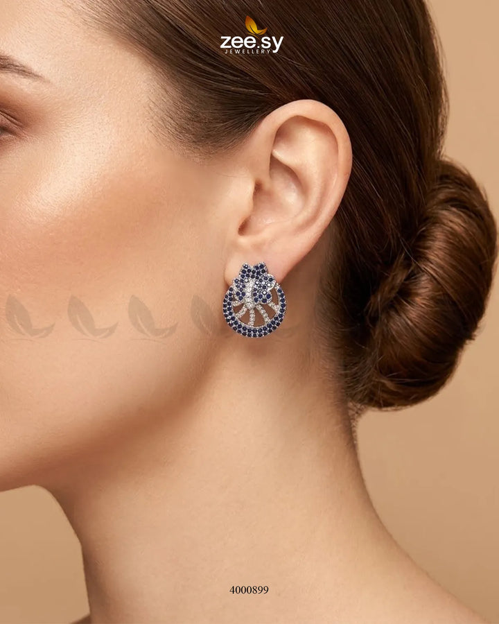 Royal Floral Zircon Earrings - Silver Earrings - Zeesy Jewellery Pakistan | Premium Artificial & Imitation Jewellery