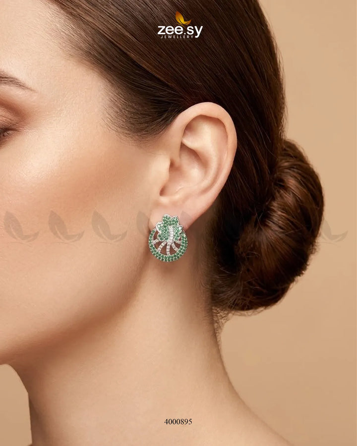 Royal Floral Zircon Earrings - Silver Earrings - Zeesy Jewellery Pakistan | Premium Artificial & Imitation Jewellery
