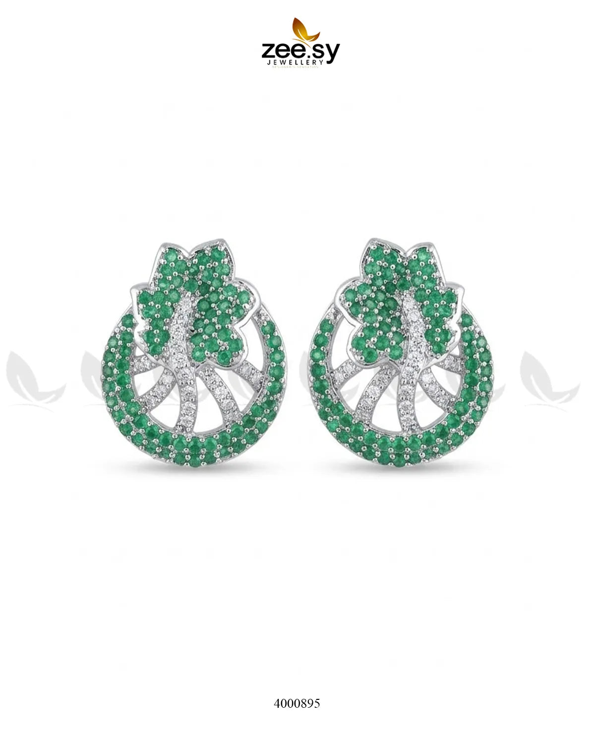 Royal Floral Zircon Earrings - Silver Earrings - Zeesy Jewellery Pakistan | Premium Artificial & Imitation Jewellery