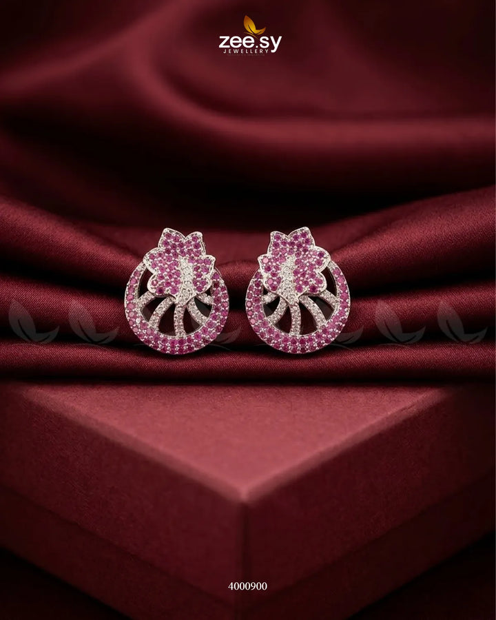 Royal Floral Zircon Earrings - Silver Earrings - Zeesy Jewellery Pakistan | Premium Artificial & Imitation Jewellery