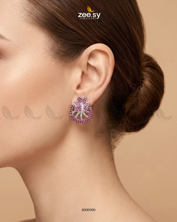 Royal Floral Zircon Earrings - Silver Earrings - Zeesy Jewellery Pakistan | Premium Artificial & Imitation Jewellery