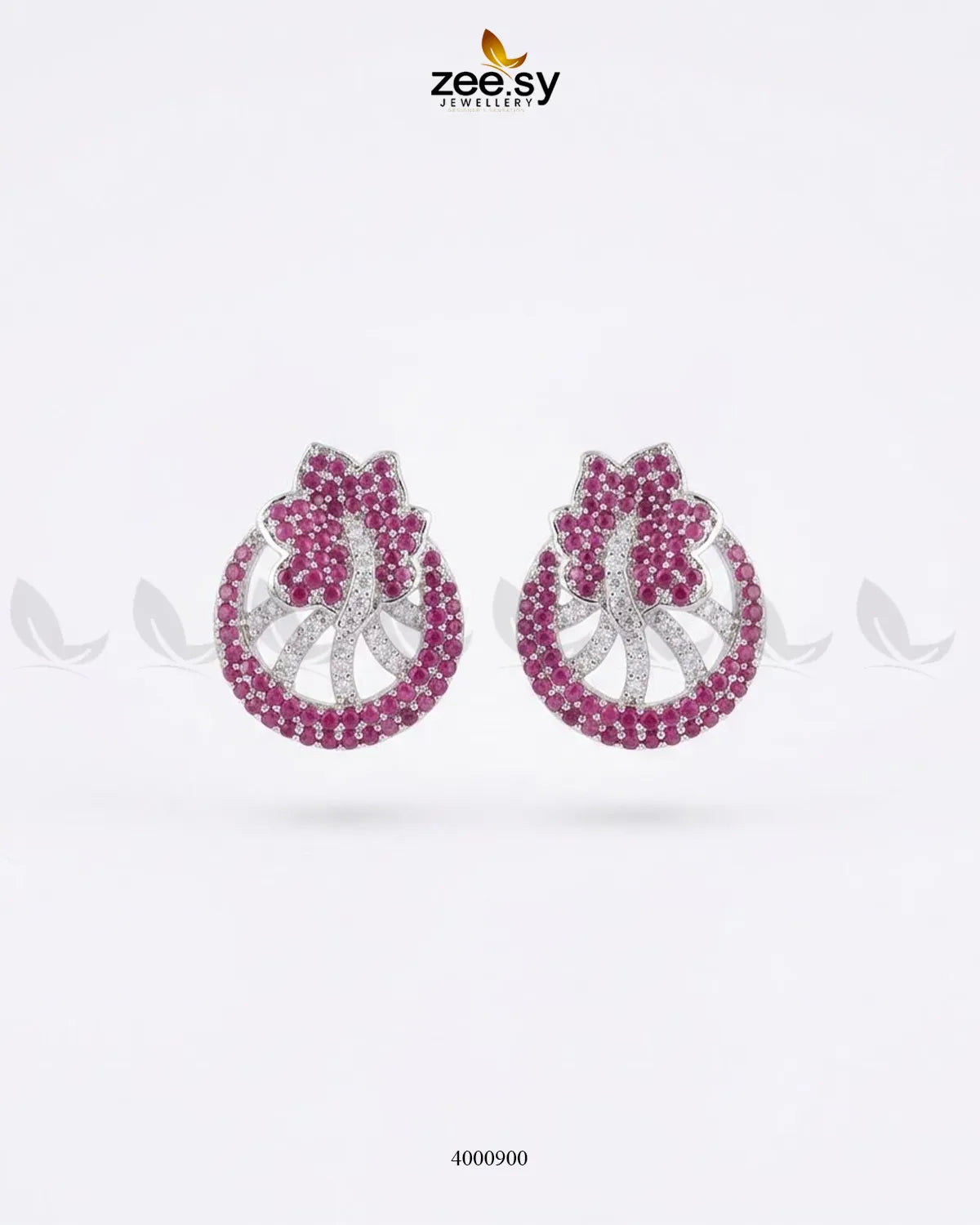 Royal Floral Zircon Earrings - Silver Earrings - Zeesy Jewellery Pakistan | Premium Artificial & Imitation Jewellery
