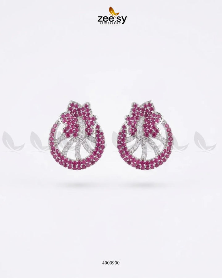 Royal Floral Zircon Earrings - Silver Earrings - Zeesy Jewellery Pakistan | Premium Artificial & Imitation Jewellery