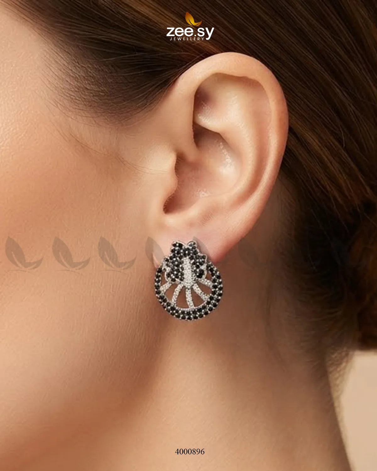 Royal Floral Zircon Earrings - Silver Earrings - Zeesy Jewellery Pakistan | Premium Artificial & Imitation Jewellery