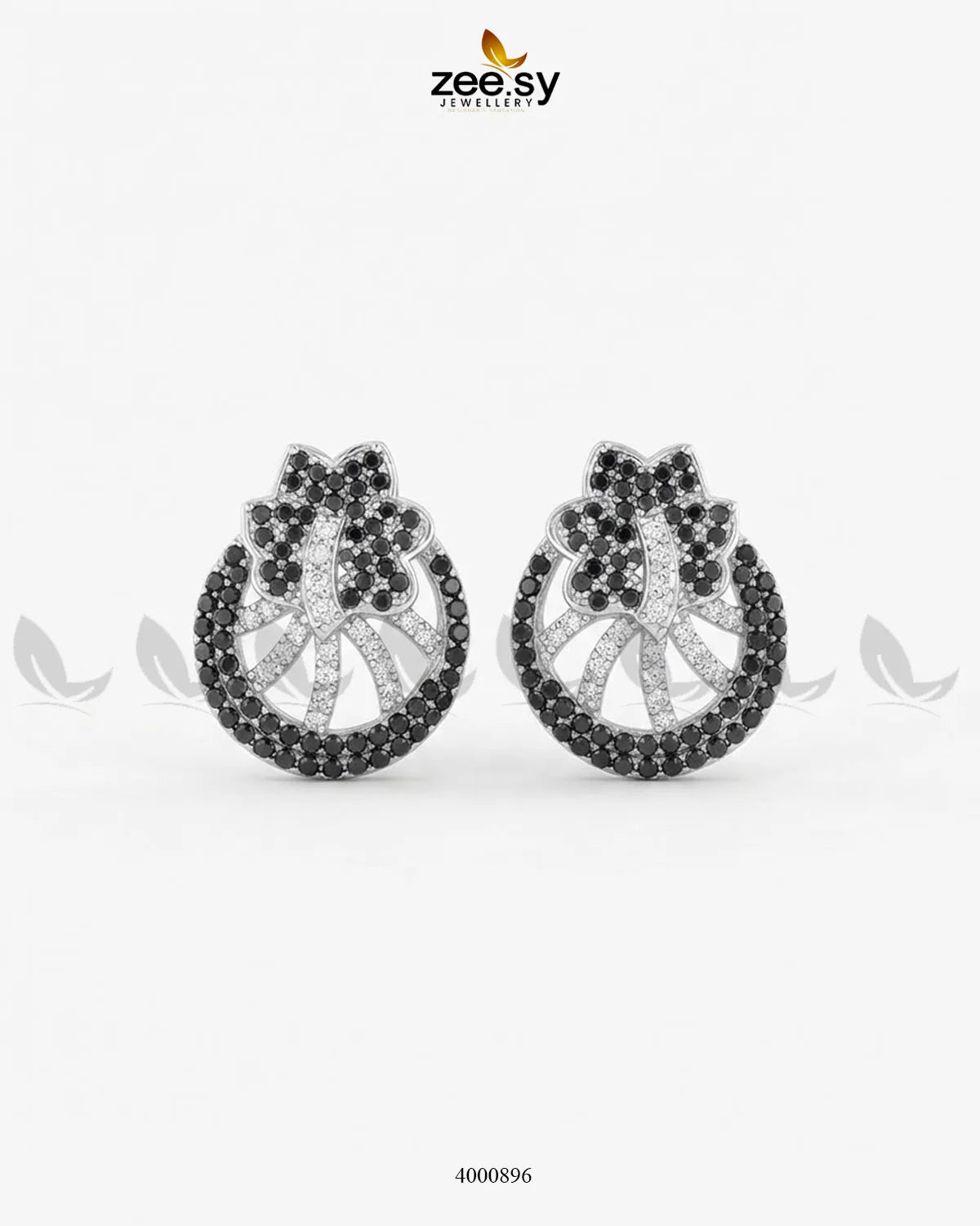 Royal Floral Zircon Earrings - Silver Earrings - Zeesy Jewellery Pakistan | Premium Artificial & Imitation Jewellery
