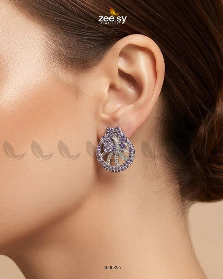 Royal Floral Zircon Earrings - Silver Earrings - Zeesy Jewellery Pakistan | Premium Artificial & Imitation Jewellery