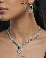 Royal Floral Zirconia Necklace Set - Zeesy.pk