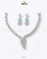 Royal Floral Zirconia Necklace Set - Zeesy.pk