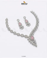 Royal Floral Zirconia Necklace Set - Zeesy.pk