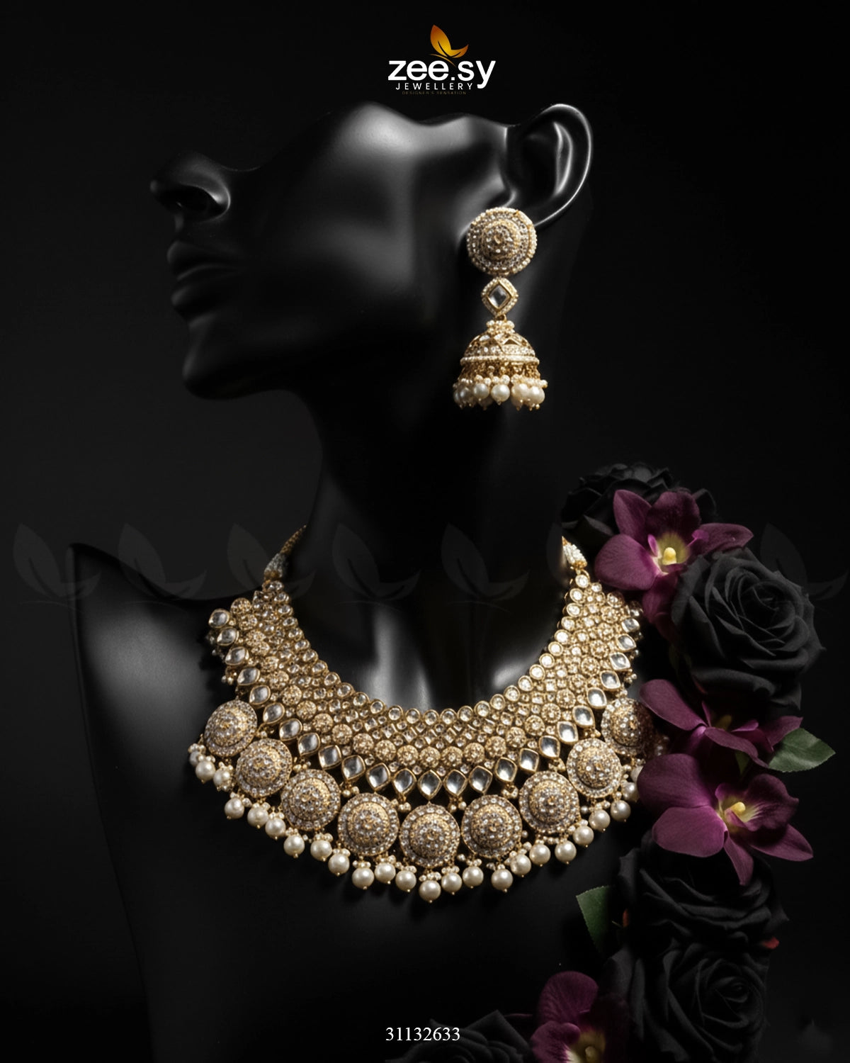 Royal Flower Kundan Bridal Set - Zeesy Jewellery