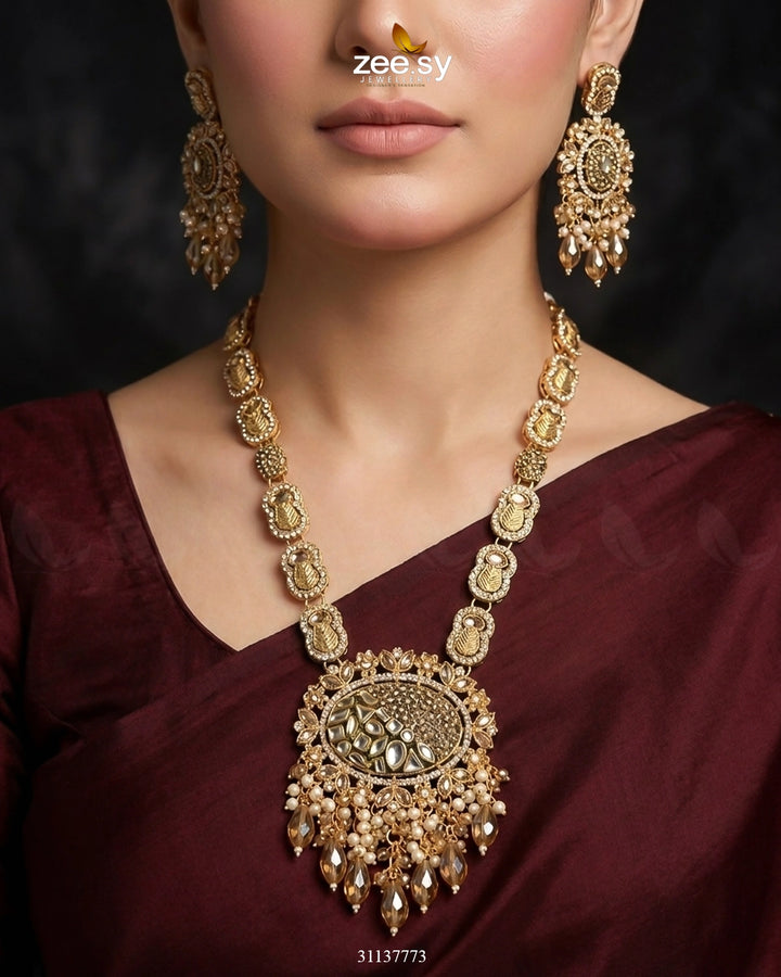 Royal Kundan Malla Necklace Set Malla Necklace - Zeesy Jewellery Pakistan | Premium Artificial & Imitation Jewellery