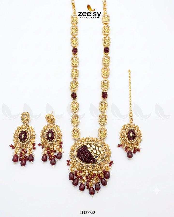 Royal Kundan Malla Necklace Set Malla Necklace - Zeesy Jewellery Pakistan | Premium Artificial & Imitation Jewellery