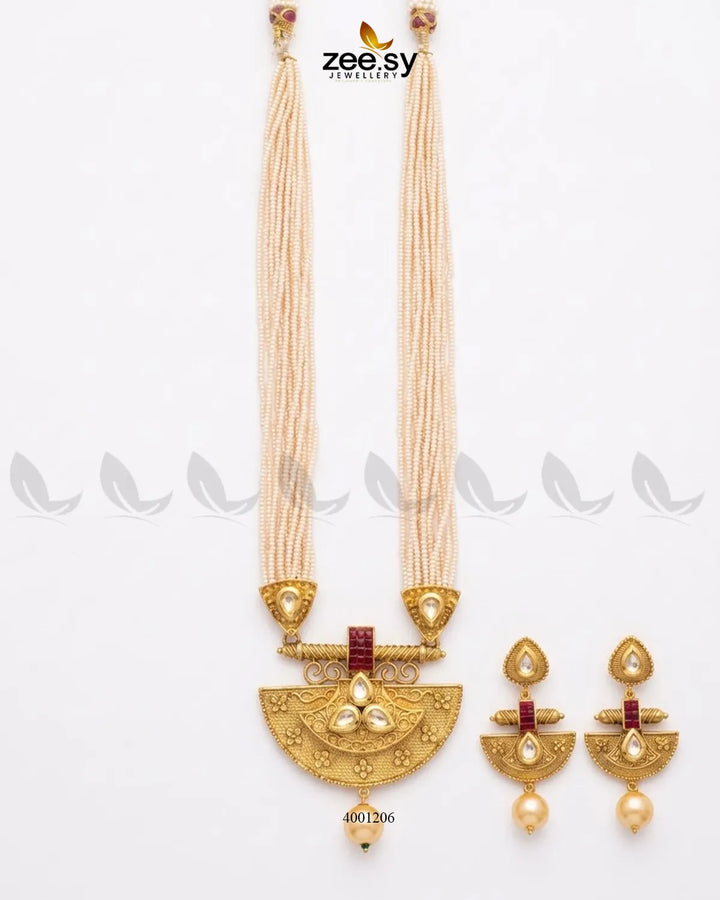 Royal Kundan Pearl Malla Set Malla Necklace - Zeesy Jewellery Pakistan | Premium Artificial & Imitation Jewellery