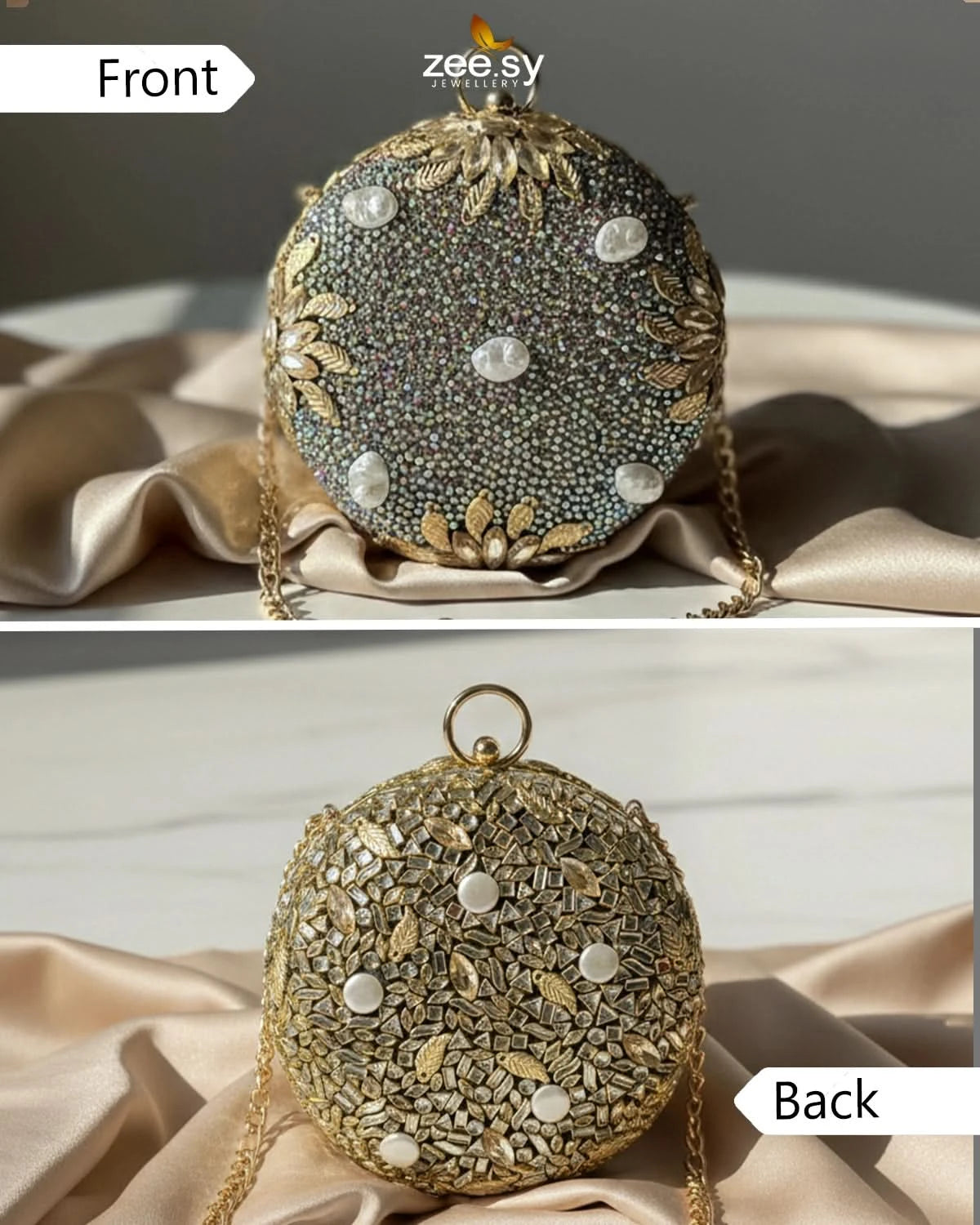 Royal Leaf's Rhinestone Clutch Bag - Zeesy Jewellery