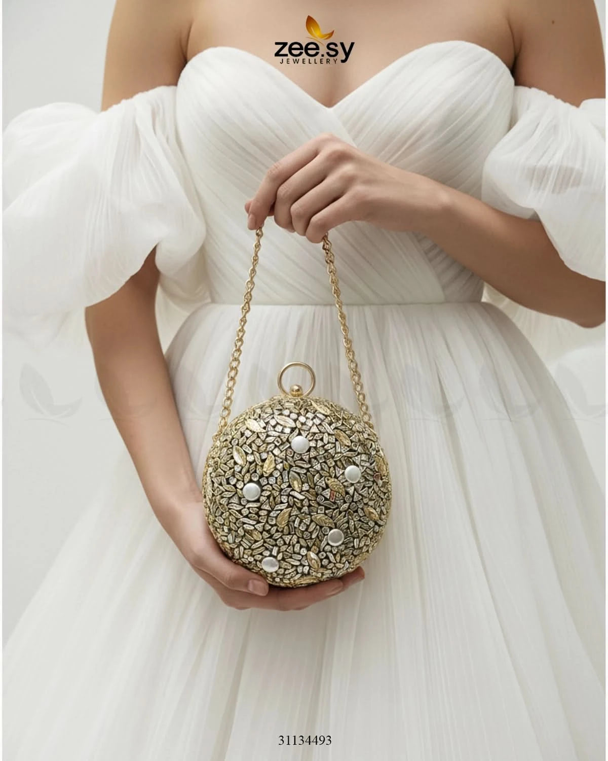 Royal Leaf's Rhinestone Clutch Bag - Zeesy Jewellery