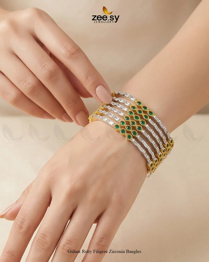 Royal Motif Ornate Jewel Bangles - Green BANGLES - Zeesy Jewellery Pakistan | Premium Artificial & Imitation Jewellery