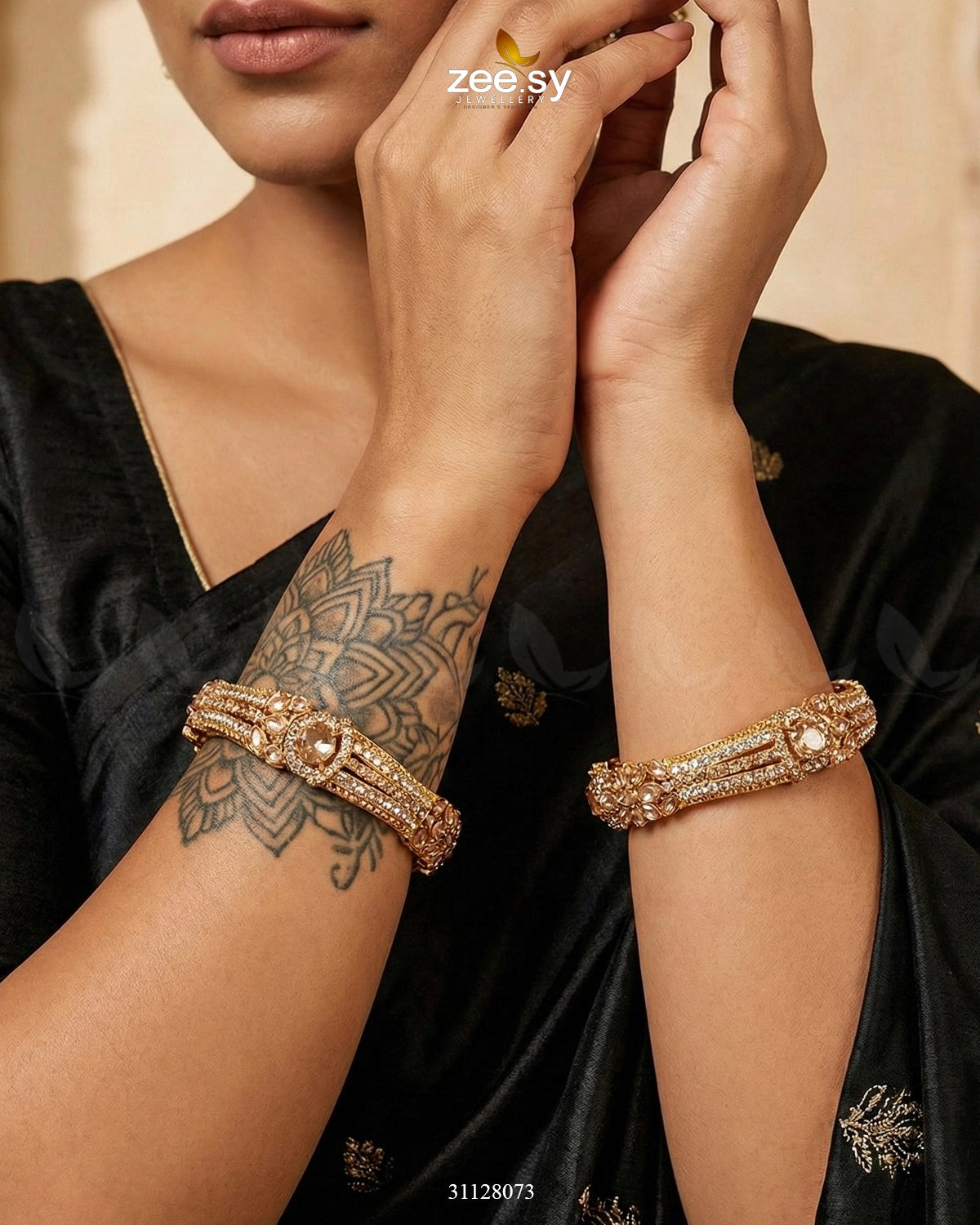 Royal Neel Cluster Pave Bangles - Zeesy Jewellery