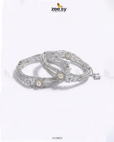 Royal Neel Cluster Pave Bangles Silver White - Zeesy Jewellery