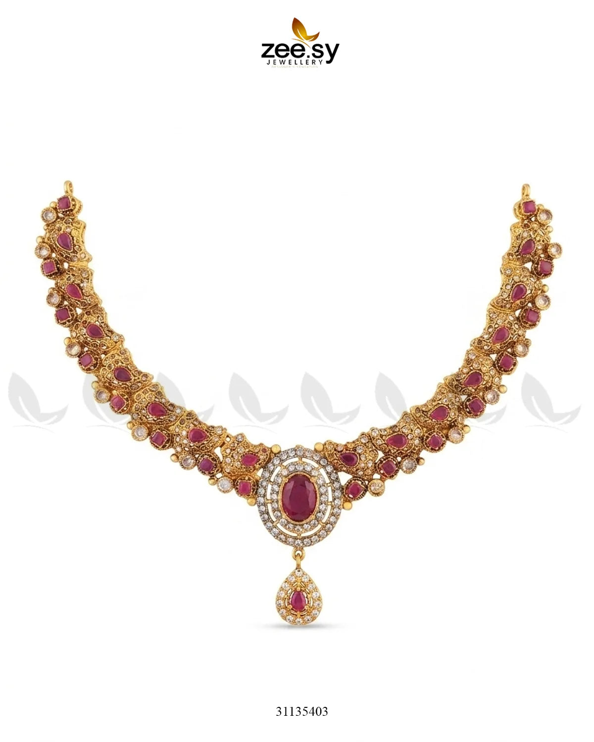 Royal Ruby Oval Bridal Set Bridal Set - Zeesy Jewellery Pakistan | Premium Artificial & Imitation Jewellery