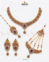 Royal Ruby Oval Bridal Set Bridal Set - Zeesy Jewellery Pakistan | Premium Artificial & Imitation Jewellery