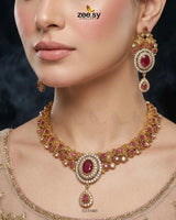 Royal Ruby Oval Bridal Set Bridal Set - Zeesy Jewellery Pakistan | Premium Artificial & Imitation Jewellery