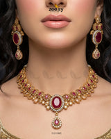 Royal Ruby Oval Bridal Set Bridal Set - Zeesy Jewellery Pakistan | Premium Artificial & Imitation Jewellery