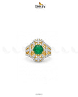 Royal Stone Cluster Ring Golden Green Finger Ring - Zeesy Jewellery Pakistan | Premium Artificial & Imitation Jewellery