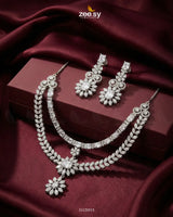 Winter Leaf Crystal Necklace Set