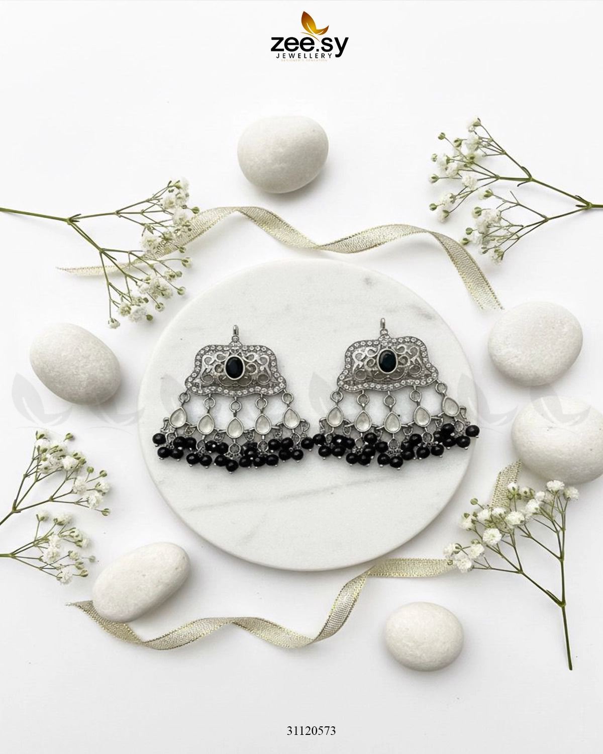 Elegant Tassel Moti Work Earrings - Zeesy Jewellery