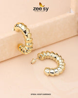 Spiral Hoop Earrings Golden - Zeesy Jewellery