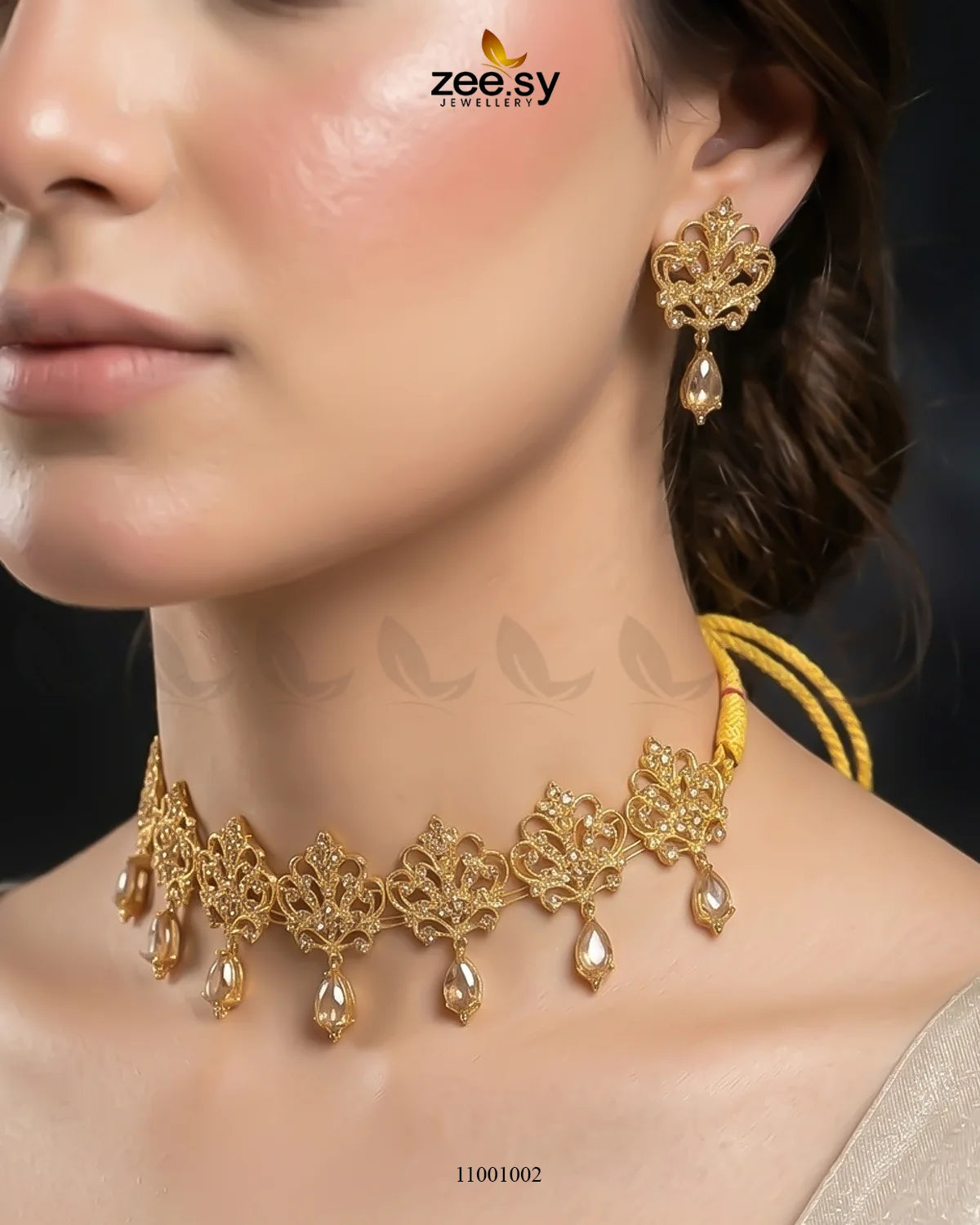 Floral Filigree Traditional Choker Set Necklace Sets - Zeesy Jewellery Pakistan | Premium Artificial & Imitation Jewellery