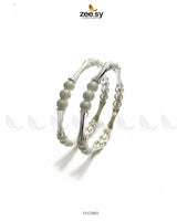 Sculptural Bamboo Bead Bangles - Silver - Zeesy Jewellery