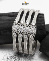 Rich Sentimental Tiered Motif Bangles - Silver - Zeesy Jewellery