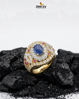 Sapphire Circle Cluster Ring