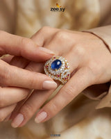 Sapphire Circle Cluster Ring