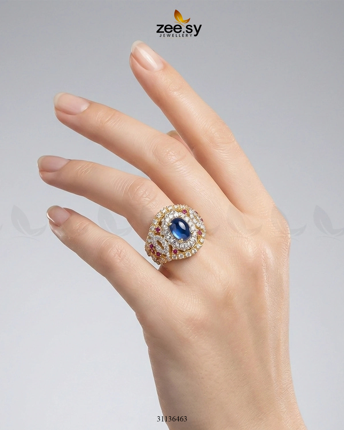 Sapphire Circle Cluster Ring