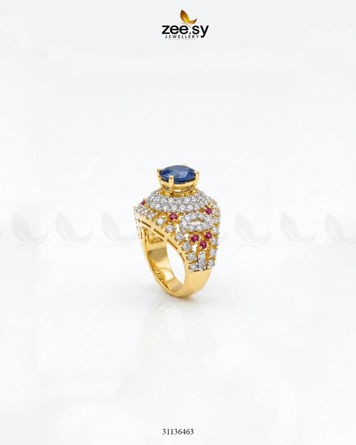 Sapphire Circle Cluster Ring Finger Ring - Zeesy Jewellery Pakistan | Premium Artificial & Imitation Jewellery