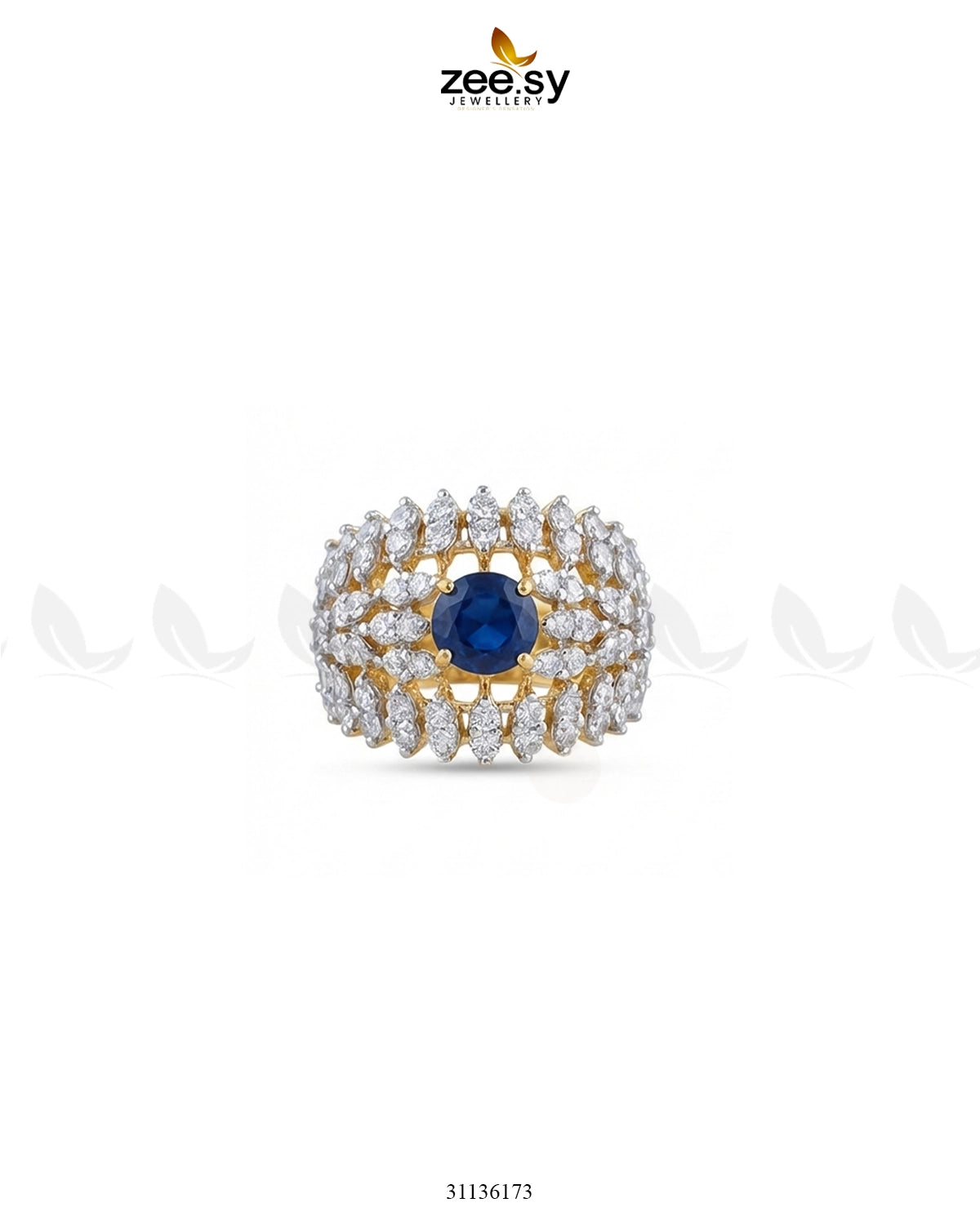 Sapphire Crown Gems Cluster Ring Finger Ring - Zeesy Jewellery Pakistan | Premium Artificial & Imitation Jewellery
