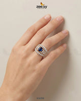 Sapphire Crown Gems Cluster Ring Finger Ring - Zeesy Jewellery Pakistan | Premium Artificial & Imitation Jewellery