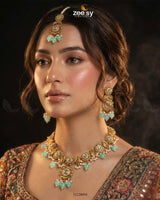 Sapphire Glow Leaf Necklace Set - Zeesy Jewellery