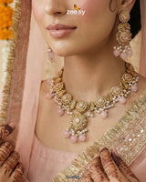 Sapphire Glow Leaf Necklace Set - Zeesy Jewellery