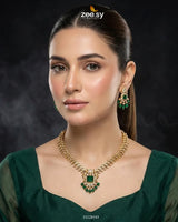 Sapphire Square Stone Necklace Set - Zeesy.pk