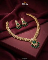 Sapphire Square Stone Necklace Set - Zeesy.pk